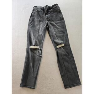 Hollister Mom Jeans Womens Size 1 Black Denim Ultra High Rise Distressed Stretch